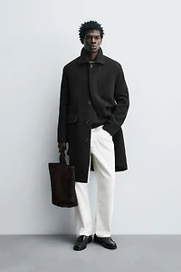 100% WOOL HERRINGBONE COAT