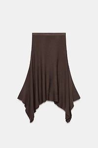 ASYMMETRIC KNIT MIDI SKIRT