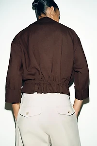 CROPPED ROLLED-SLEEVE JACKET