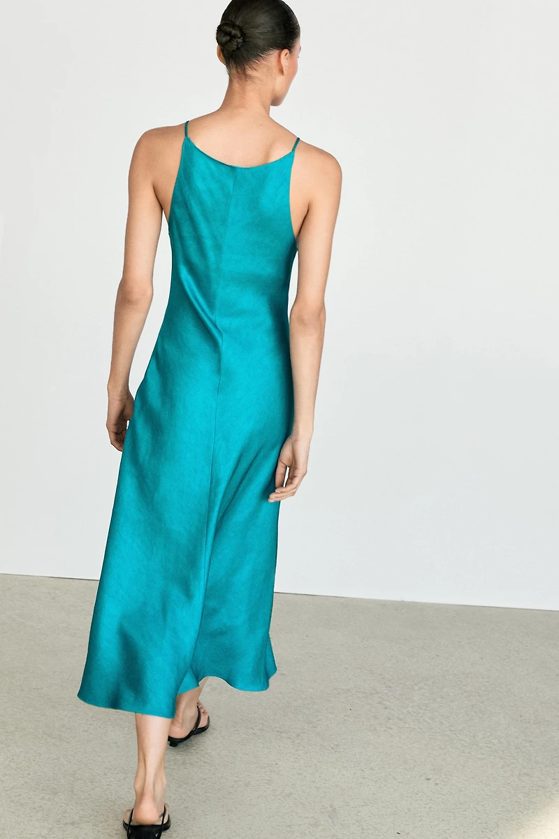 Flowing satin midi dress