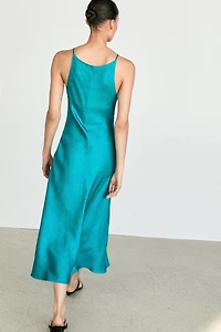 Flowing satin midi dress