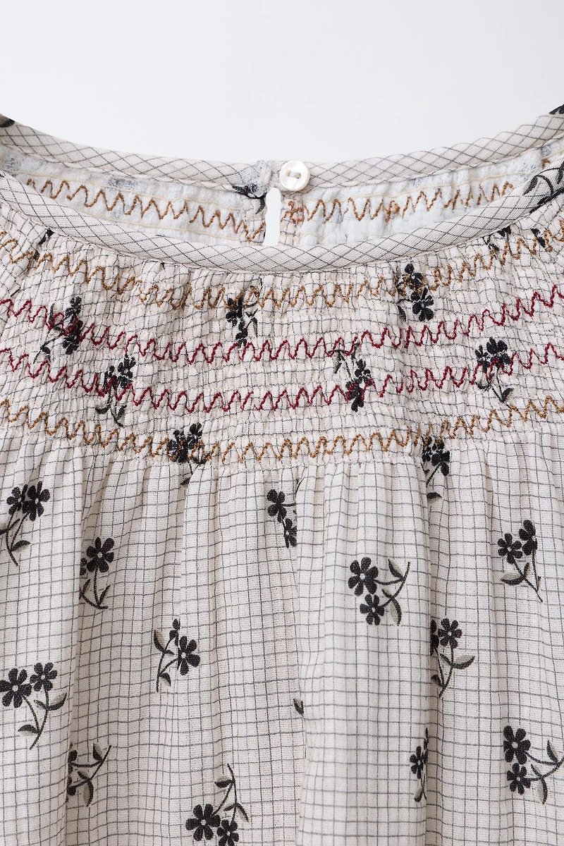 PLAID AND FLORAL BLOUSE