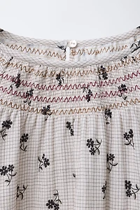 PLAID AND FLORAL BLOUSE