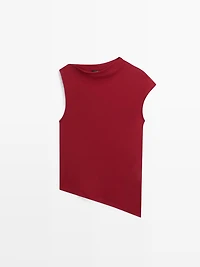 100% cotton top with asymmetric detail