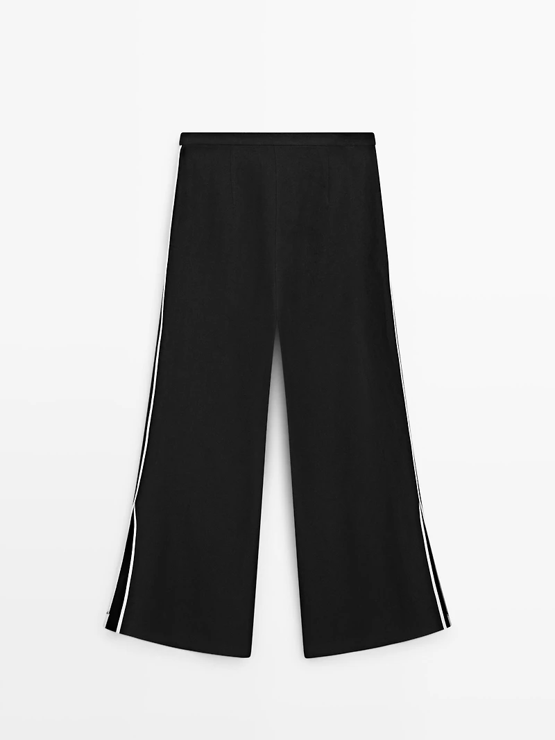 Linen trousers with contrast trim