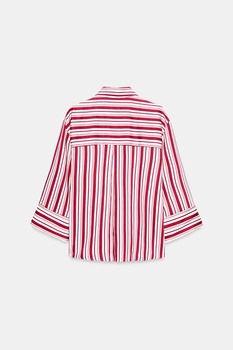 STRIPED TURN-UP SLEEVE SHIRT