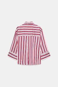 STRIPED TURN-UP SLEEVE SHIRT