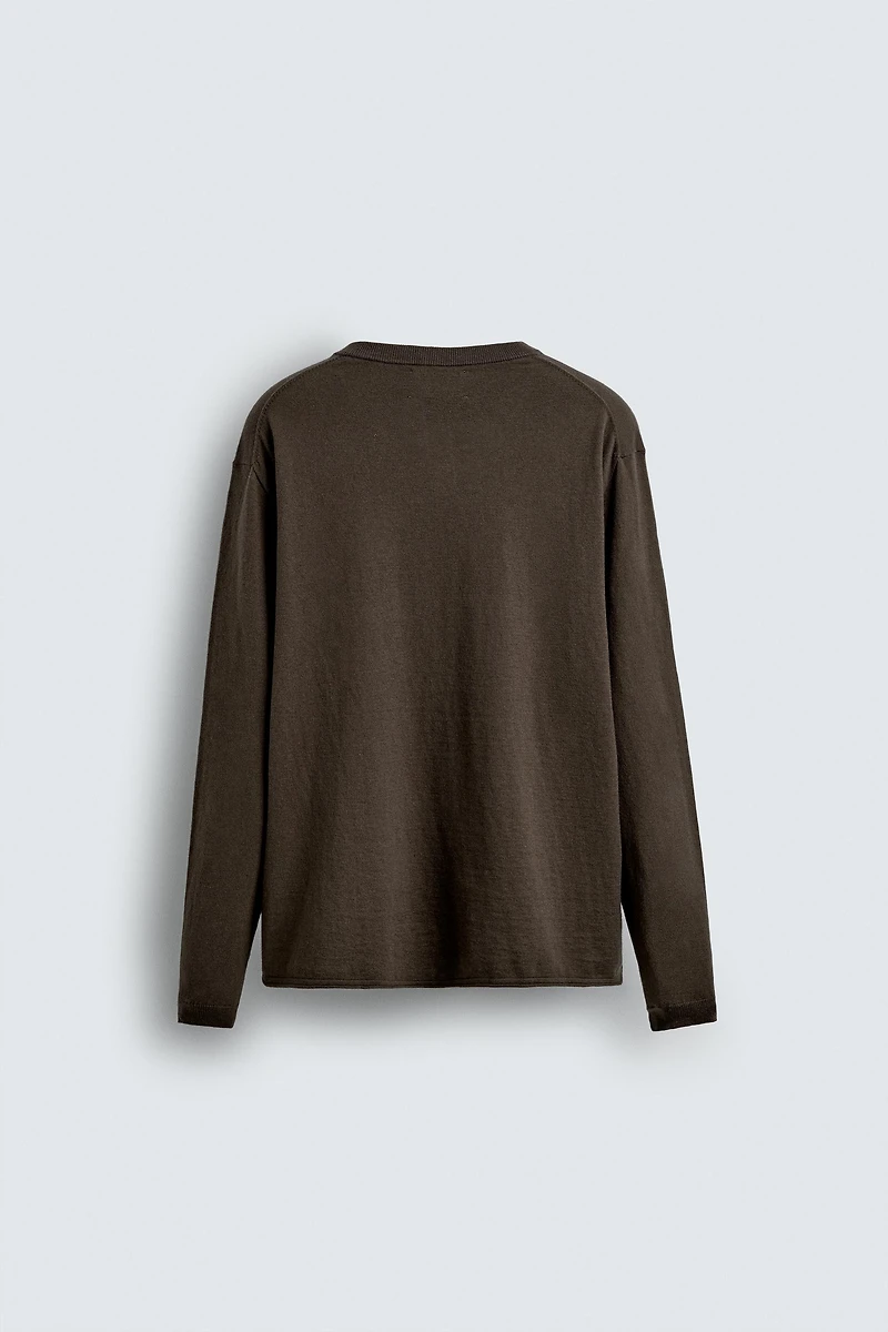 PULL COL BOUTONNÉ EN COTON ET CACHEMIRE