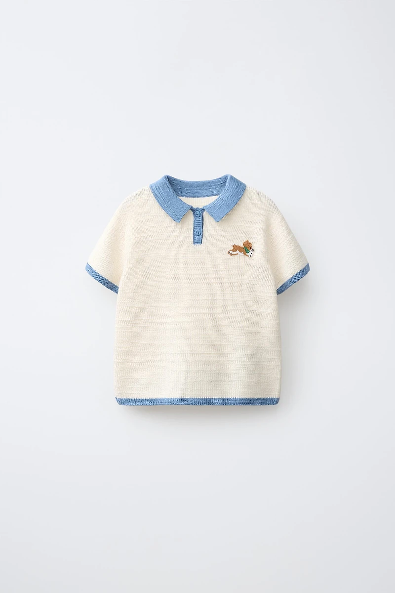 POLO EN MAILLE CHIEN BRODÉ