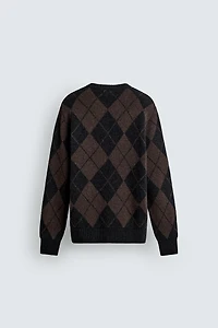 DIAMOND JACQUARD WOOL BLEND JUMPER