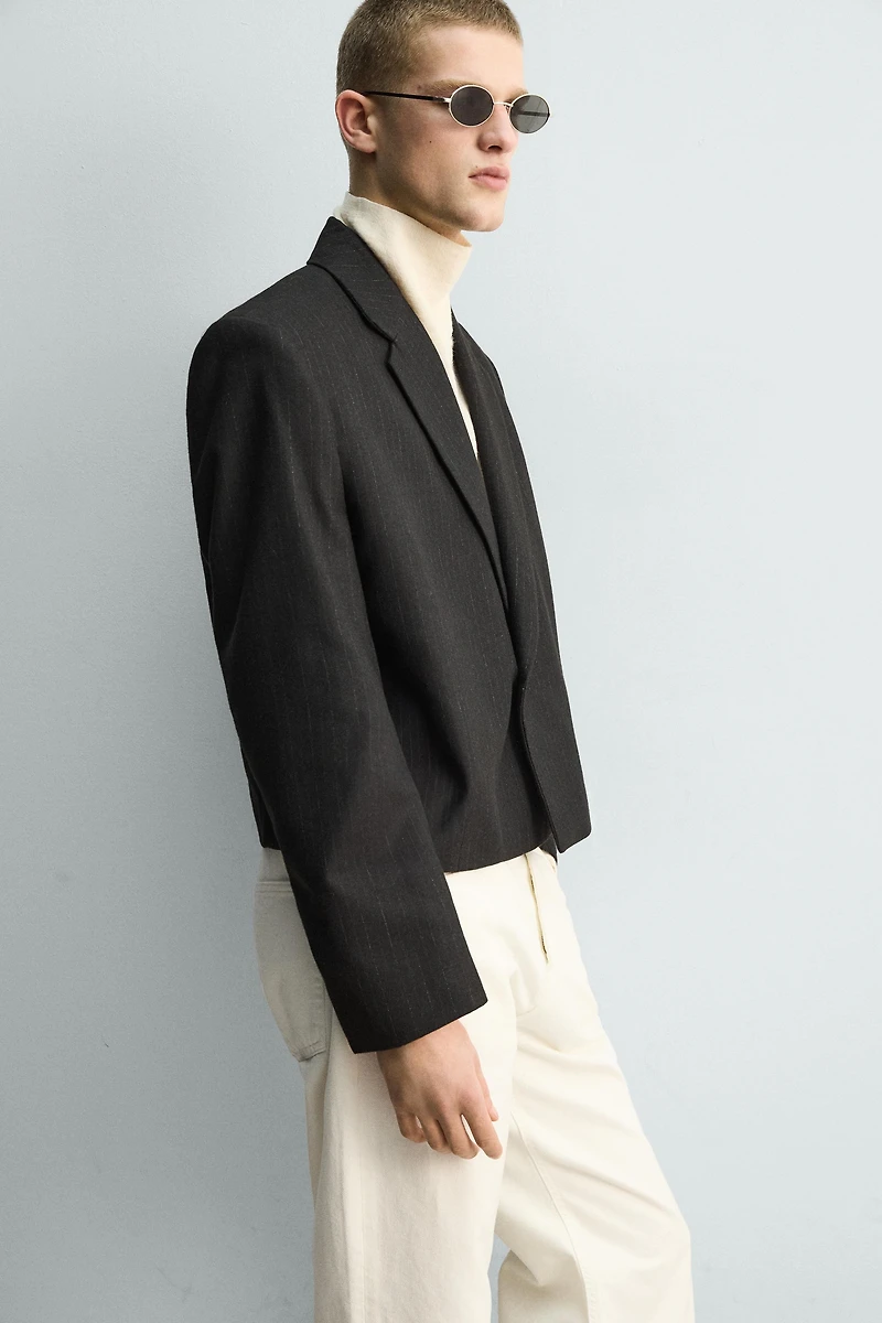 BLAZER COURTE COUPE COSTUME À RAYURES TENNIS