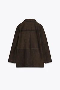 100% SUEDE LEATHER BLAZER ZW COLLECTION LIMITED EDITION