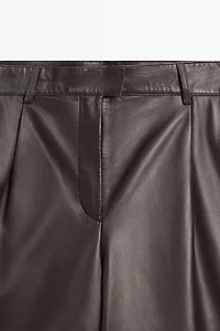 Long nappa leather Bermuda shorts