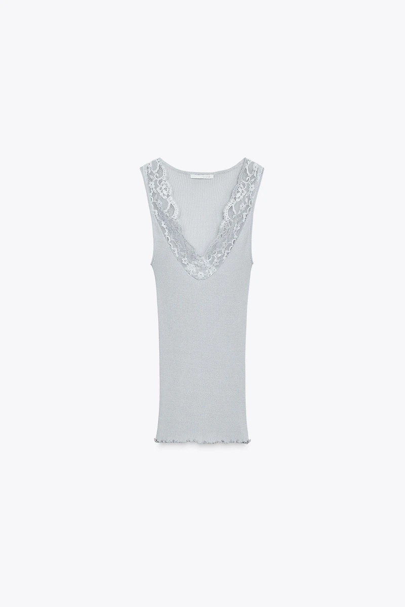 RIBBED LACE T-SHIRT