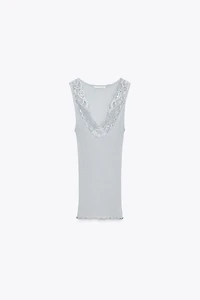 RIBBED LACE T-SHIRT
