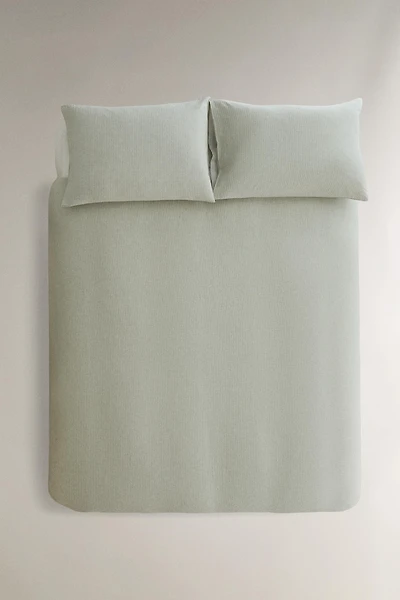 STRIPED LINEN AND COTTON DUVET COVER