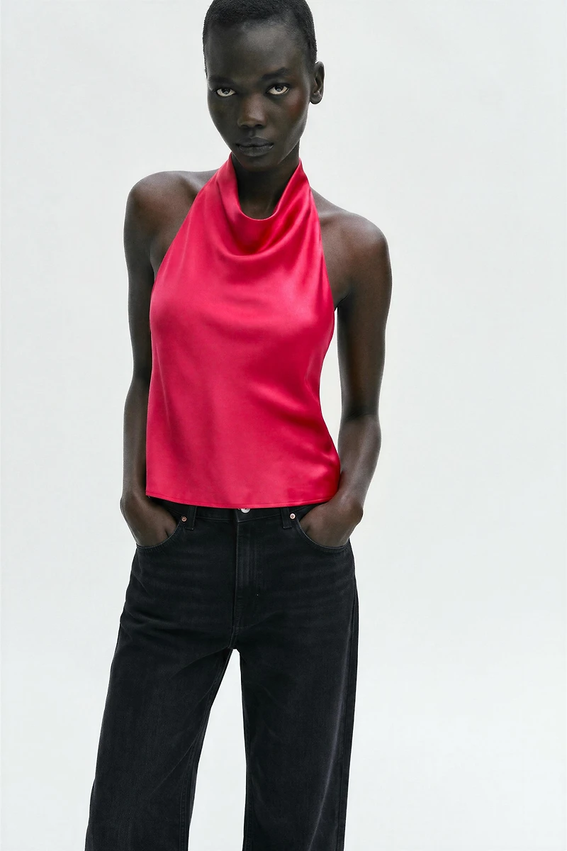 SATIN HALTER TOP