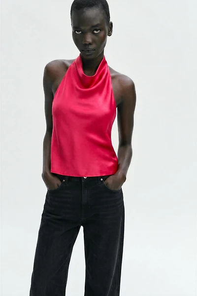 SATIN HALTER TOP