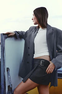 JUPE-CULOTTE PLIS PLATS CEINTURE