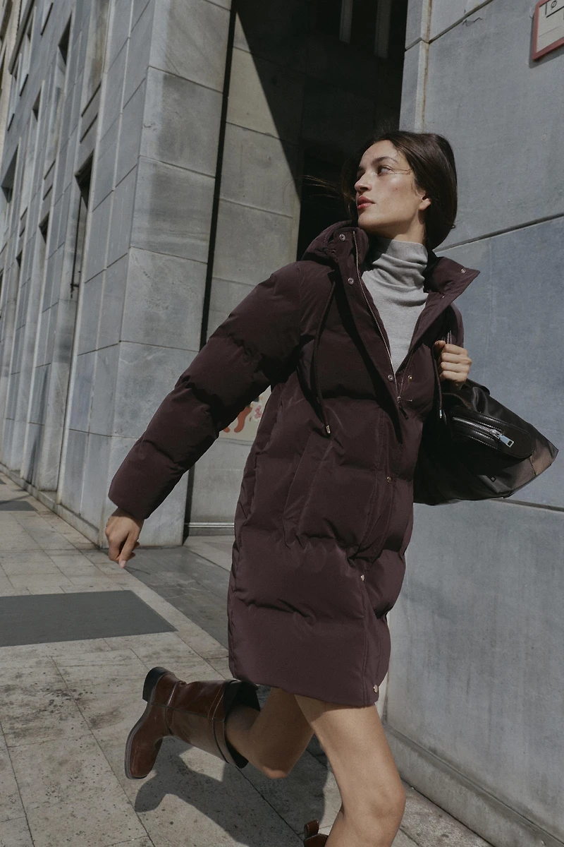 ANORAK MI-LONG EN TISSU CAOUTCHOUTÉ COUPE-VENT