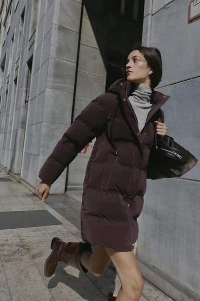 ANORAK MI-LONG EN TISSU CAOUTCHOUTÉ COUPE-VENT