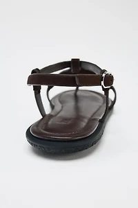 ANIMAL PRINT FURRY LEATHER SANDALS