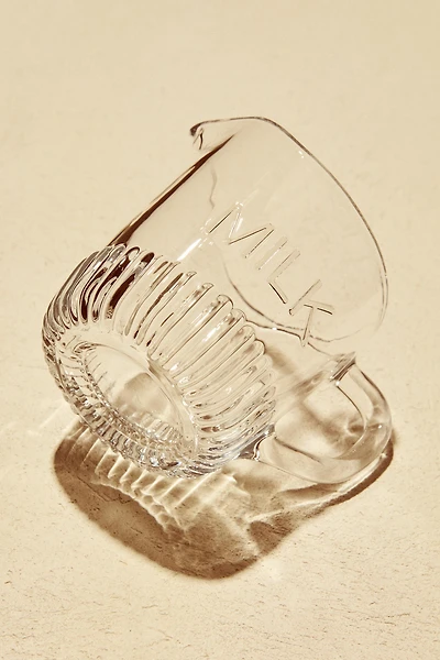 GLASS MILK PITCHER WITH STRIPED BASE
