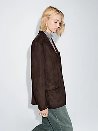 Suede leather blazer