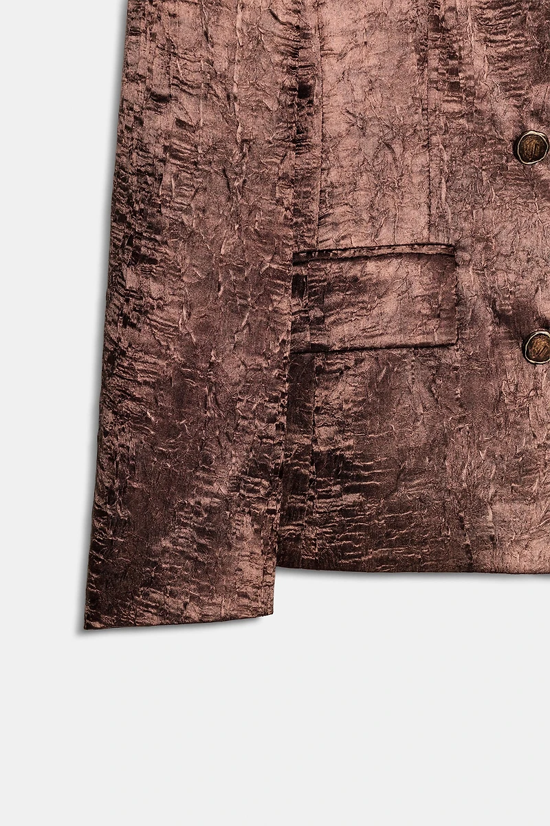 WRINKLED LOOK SHOULDER PAD BLAZER