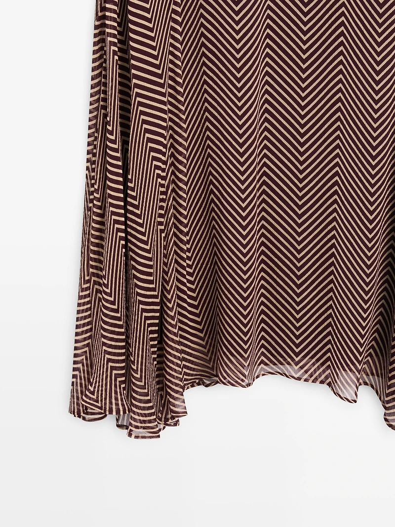 Geometric print flared midi skirt