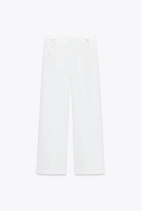 WIDE LEG LINEN BUCKLE PANTS