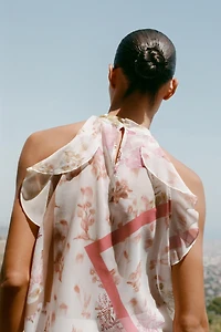 FLORAL PRINT RUFFLED TOP
