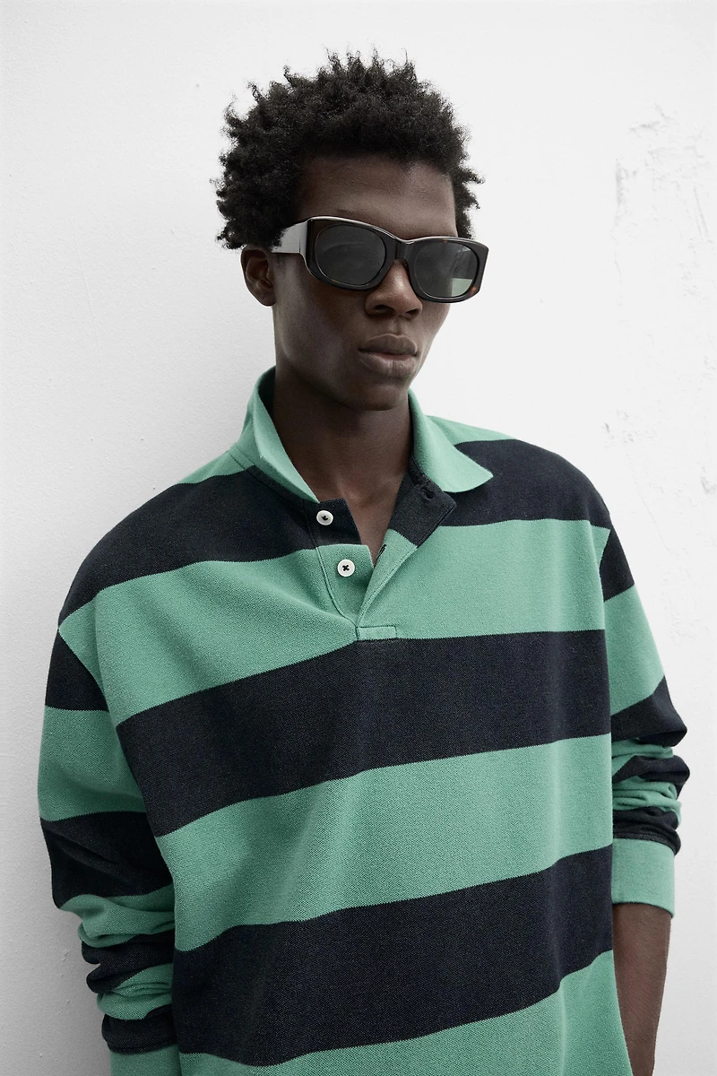 POLO DÉLAVÉ À RAYURES