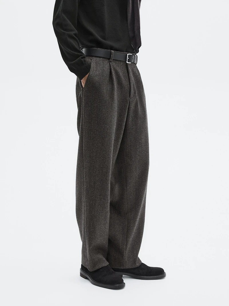Herringbone wool blend trousers - LIMITED