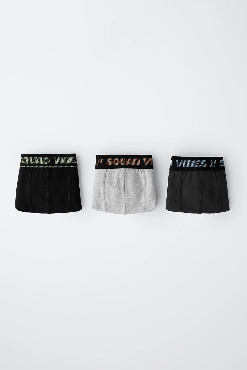 AGES 6-14/ THREE-PACK OF TEXT BOXERS