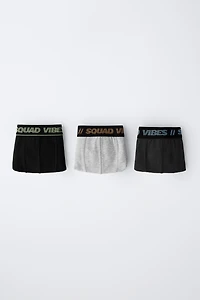 AGES 6-14/ THREE-PACK OF TEXT BOXERS