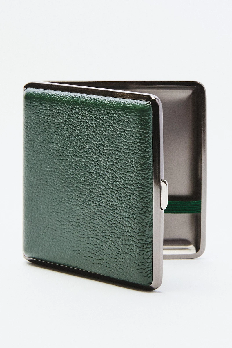 GREEN LEATHER CIGARETTE CASE