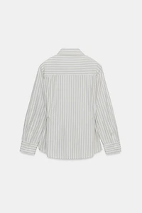 STRIPED POPLIN SHIRT WITH SHOULDER PADS
