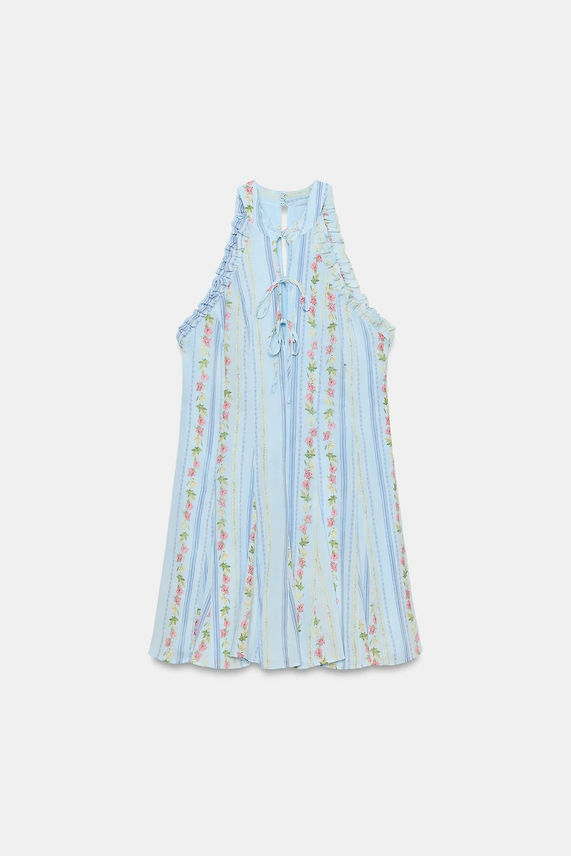 ROBE COURTE HALTER À IMPRIMÉ FLORAL