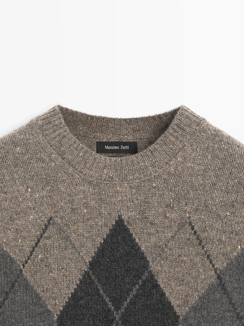 Pull à losanges en maille de laine