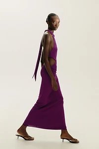 GATHERED HALTER MAXI DRESS