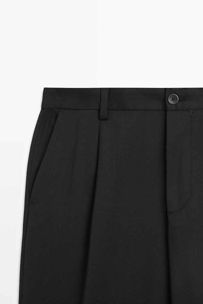 wool blend cool darted pants