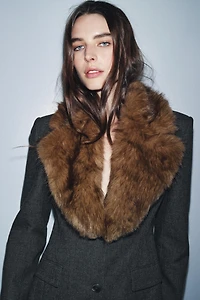 FITTED BLAZER WITH FAUX FUR COLLAR ZW COLLECTION