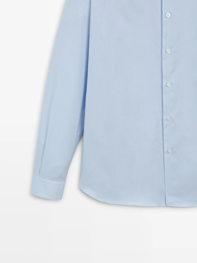 Chemise slim à micro-carreaux 100 % coton