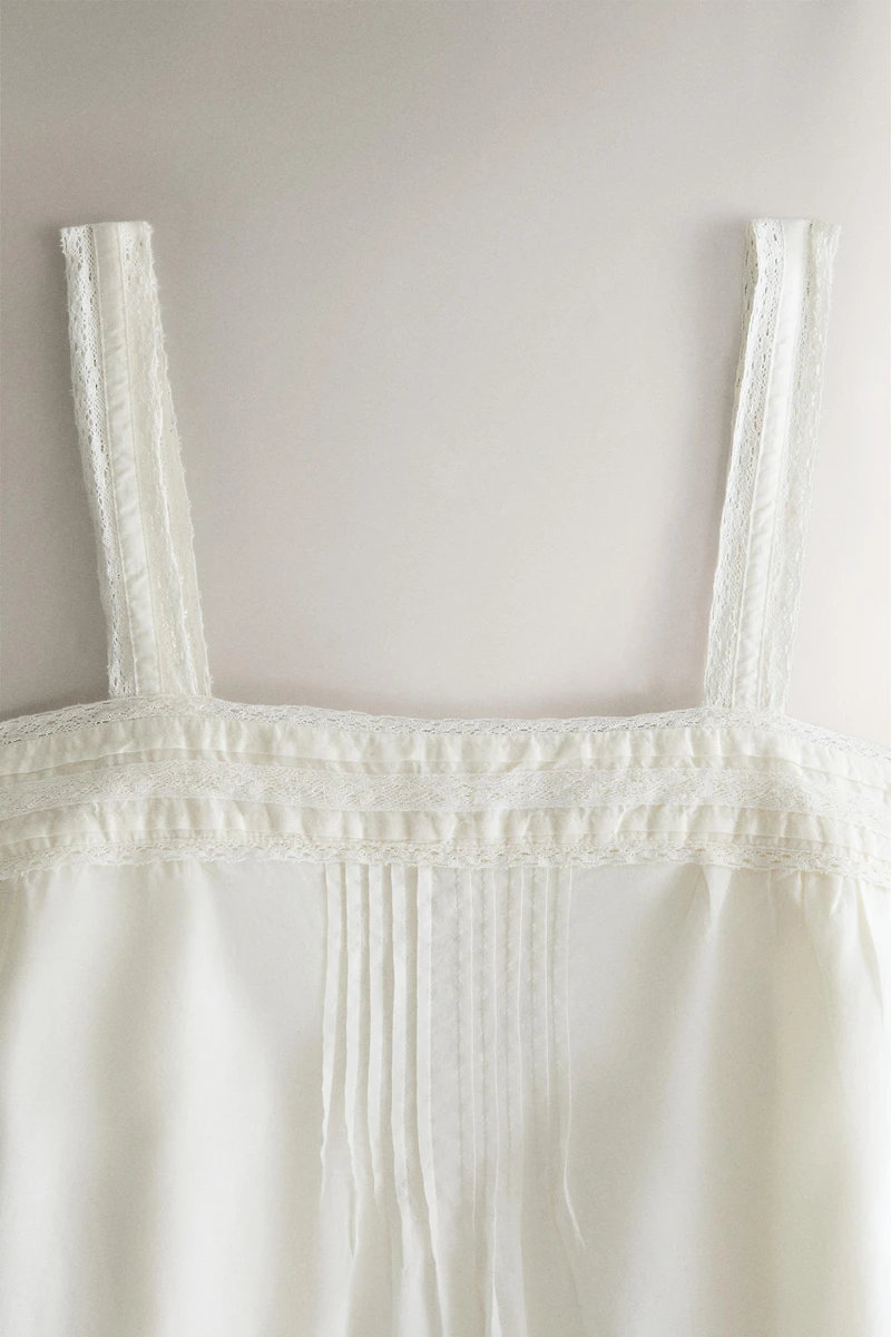 LACE AND PINTUCK STRAPPY TOP