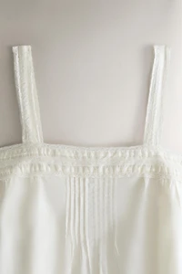 LACE AND PINTUCK STRAPPY TOP