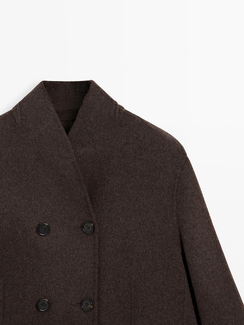 Manteau à col smoking en laine mélangée