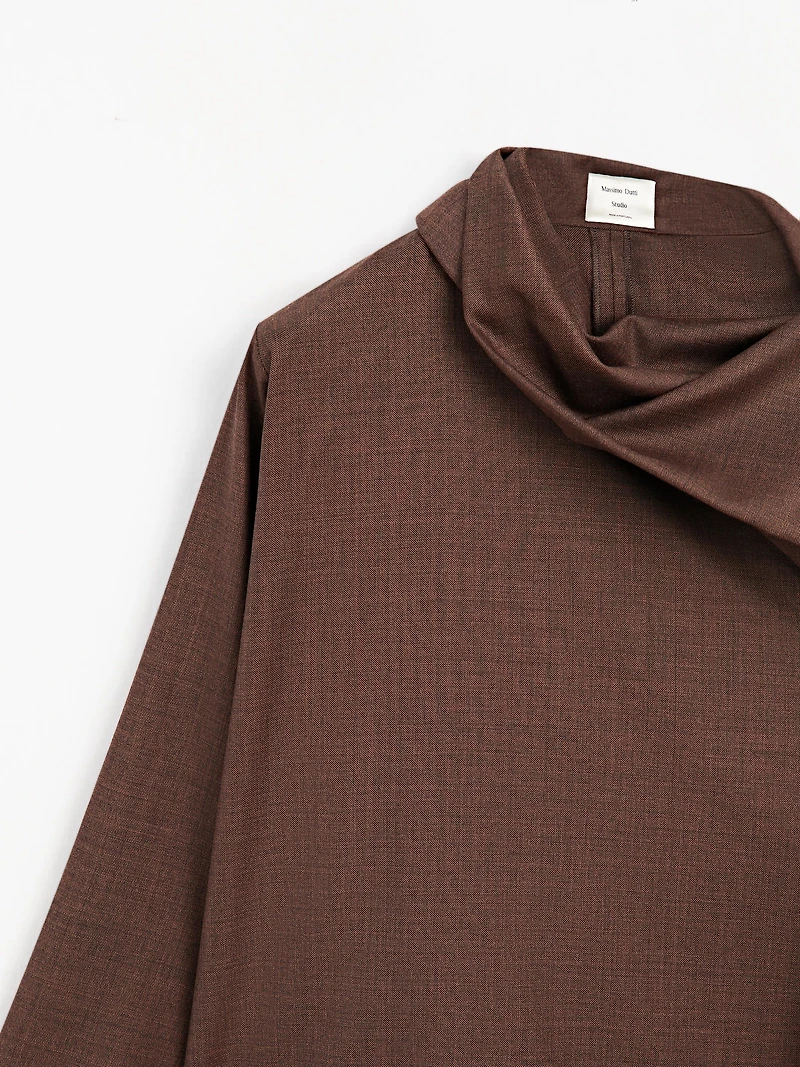 Chemisier à col volume 100 % laine - STUDIO