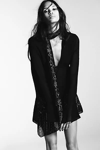 EMBROIDERED FOULARD GEORGETTE SHIRT