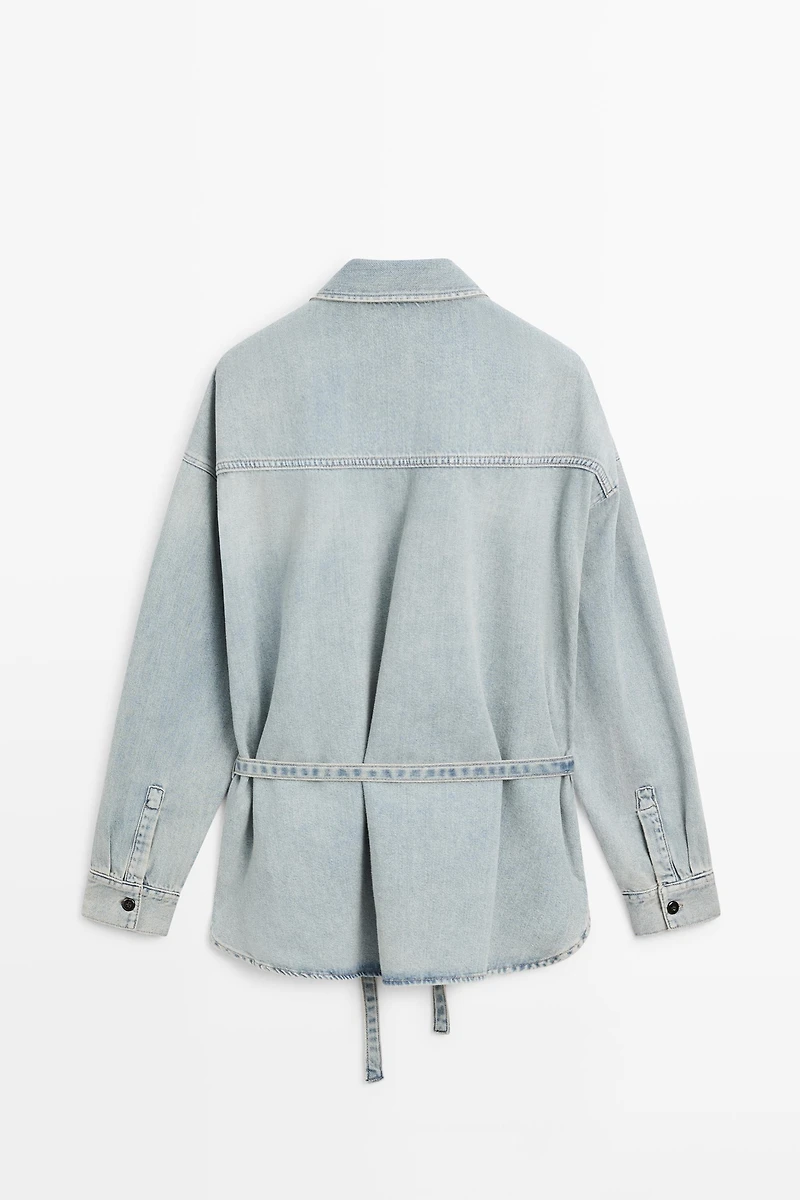 Oversize denim shirt with pocket details